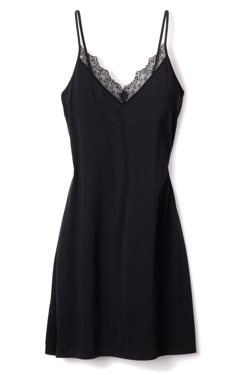 Petite Plume Lace Trim Cotton Jersey Nightgown, Alternate, color, 