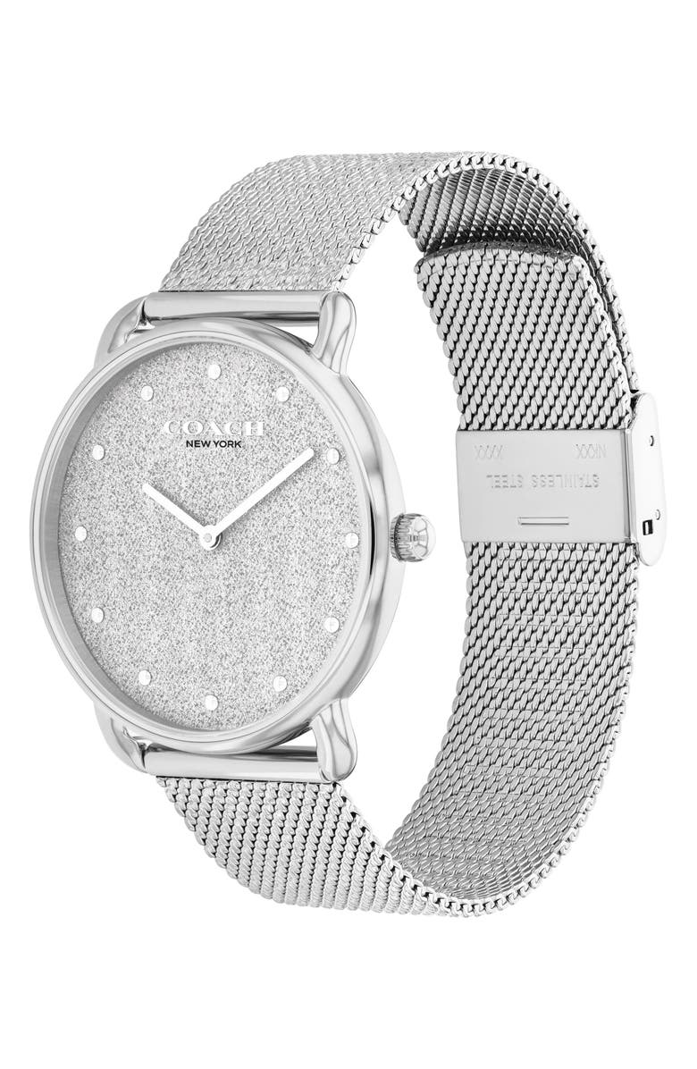 COACH Elliot Mesh Strap Watch, 36mm, Alternate, color, Silver