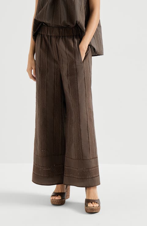 Broderie anglaise track trousers
