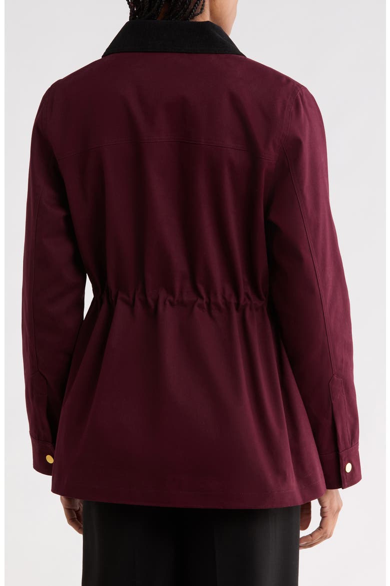 Cinched Waist Twill Jacket, Alternate, color, BURGUNDY