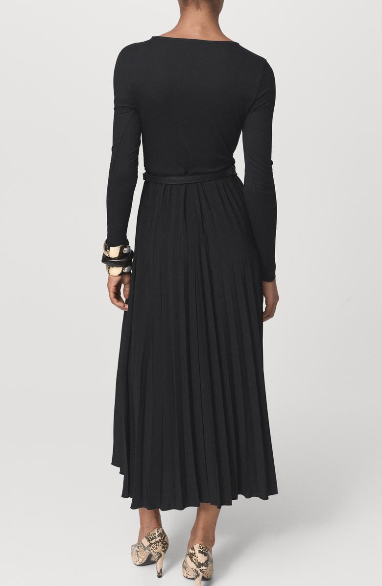 MANGO Pleated Belted Maxi Dress, Alternate, color,