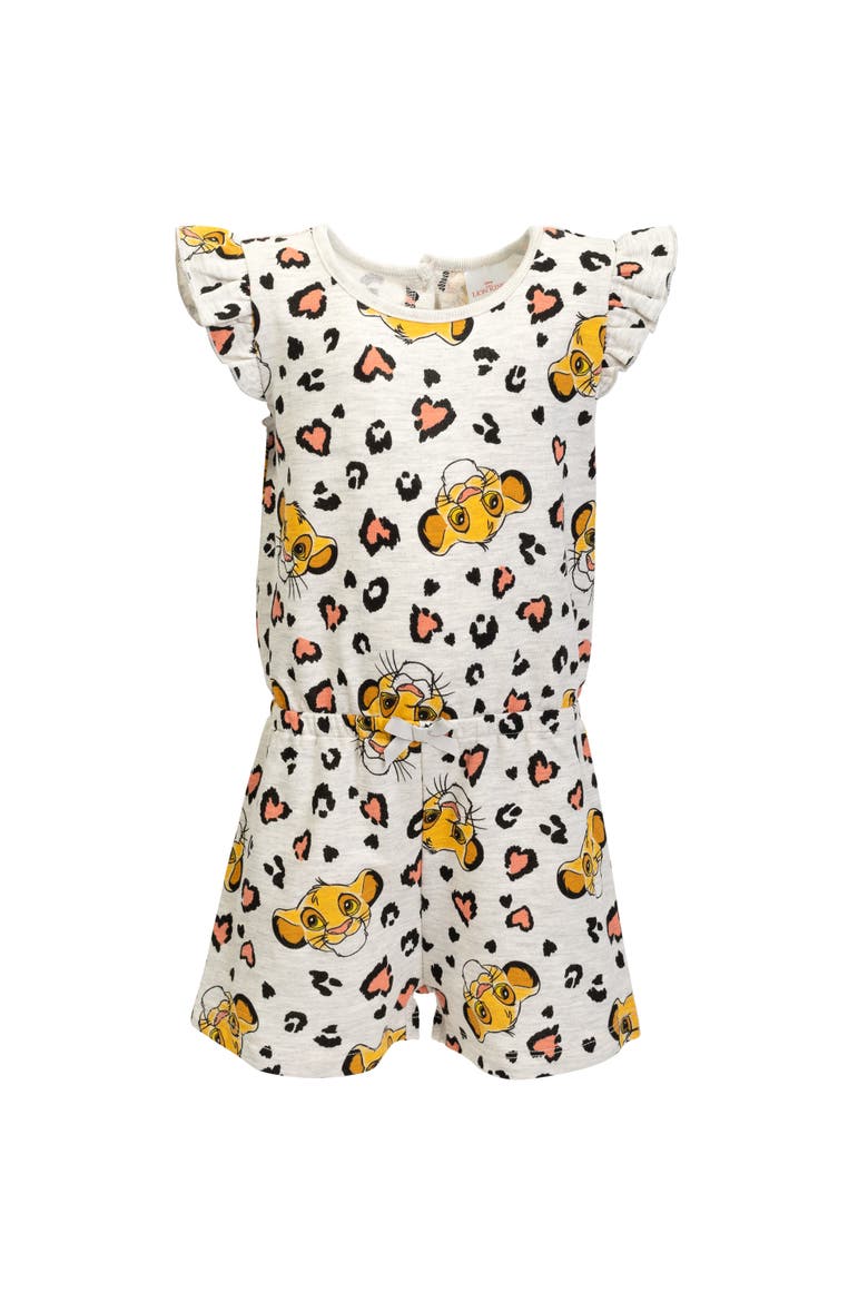 Lion King Simba Sleeveless Skater Romper, Main, color, Oatmeal Simba