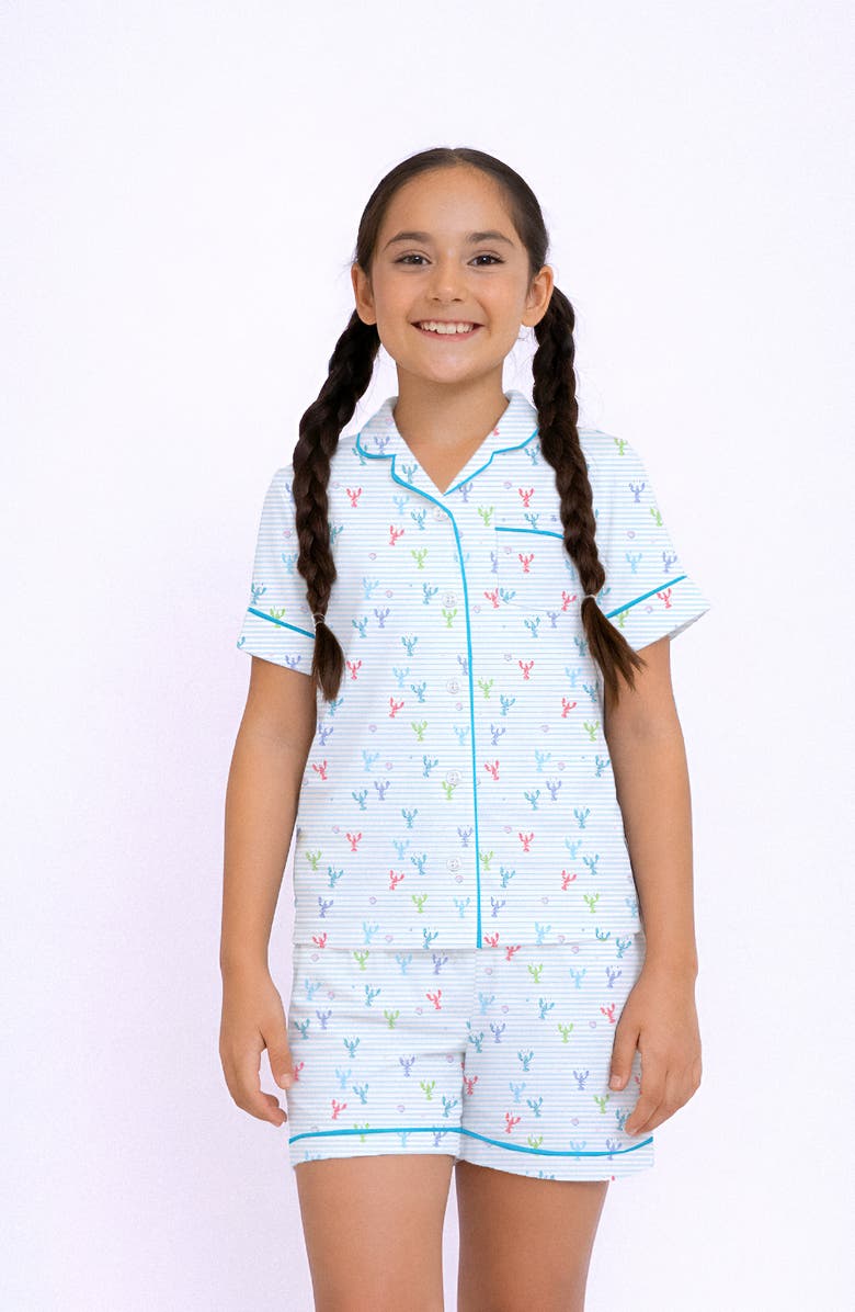 Preppy Goose Multicolor Lobster Print Short Sleeve Jersey PJ, Alternate, color, Blue Multi