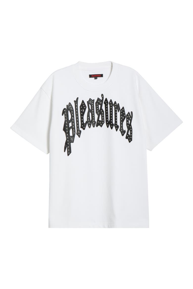 Twitch Leather Appliqué & Rhinestone T-Shirt, Alternate, color, WHITE