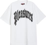 PLEASURES Twitch Leather Appliqué & Rhinestone T-Shirt