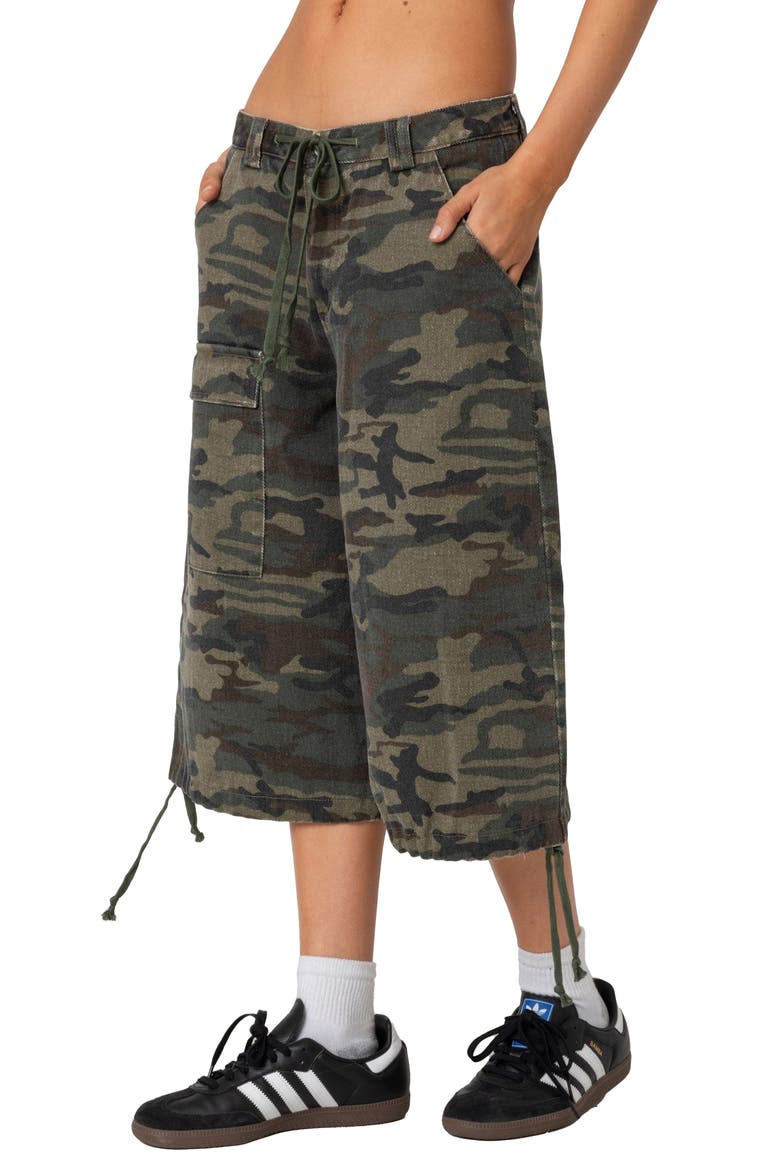 Camo Low Rise Cargo Bermuda Shorts, Alternate, color, OLIVE