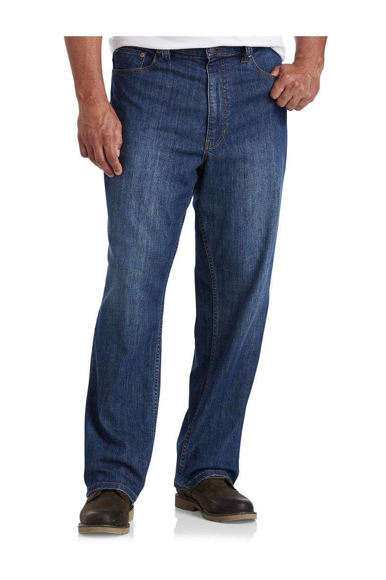 Big & Tall Basic Blue Relaxed-Fit Stretch Jeans, Main, color, BASIC BLUE WASH