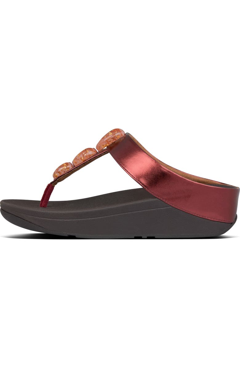 FitFlop Fino Metallic Stone Wedge Flip Flop, Alternate, color,