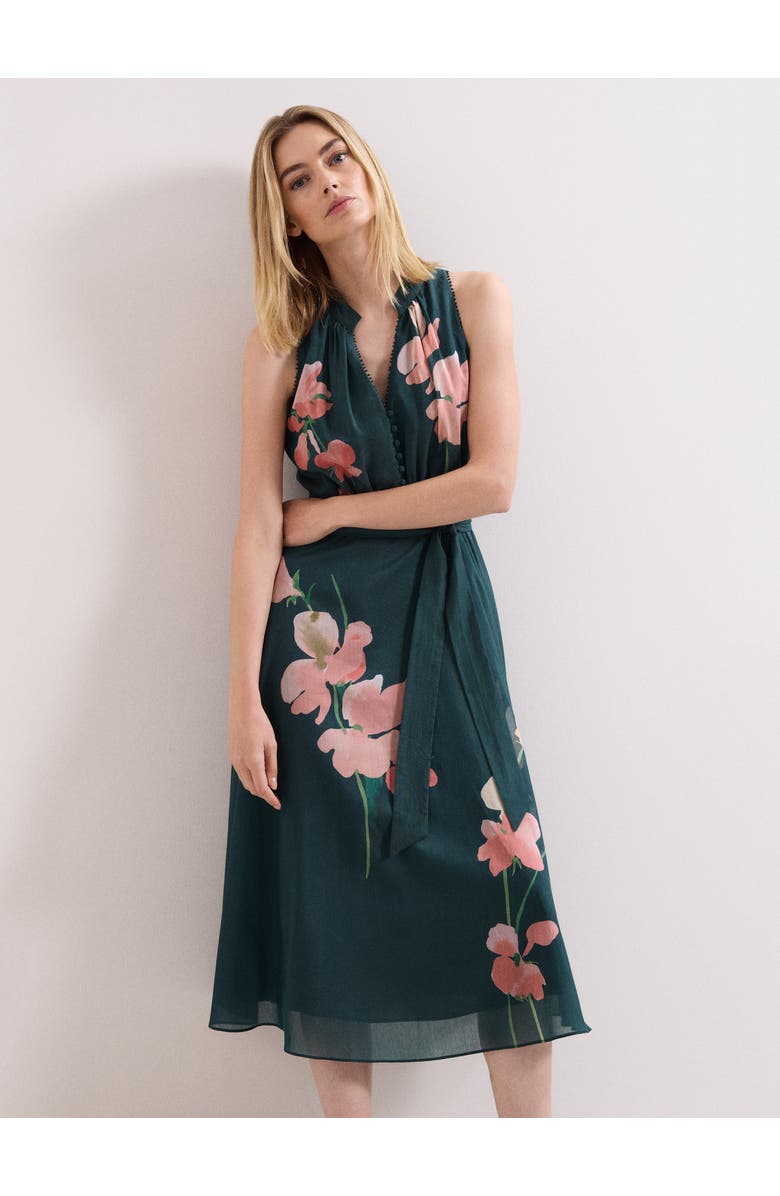 Phase Eight Lucinda Tie Waist Midi Dress, Alternate, color, Teal