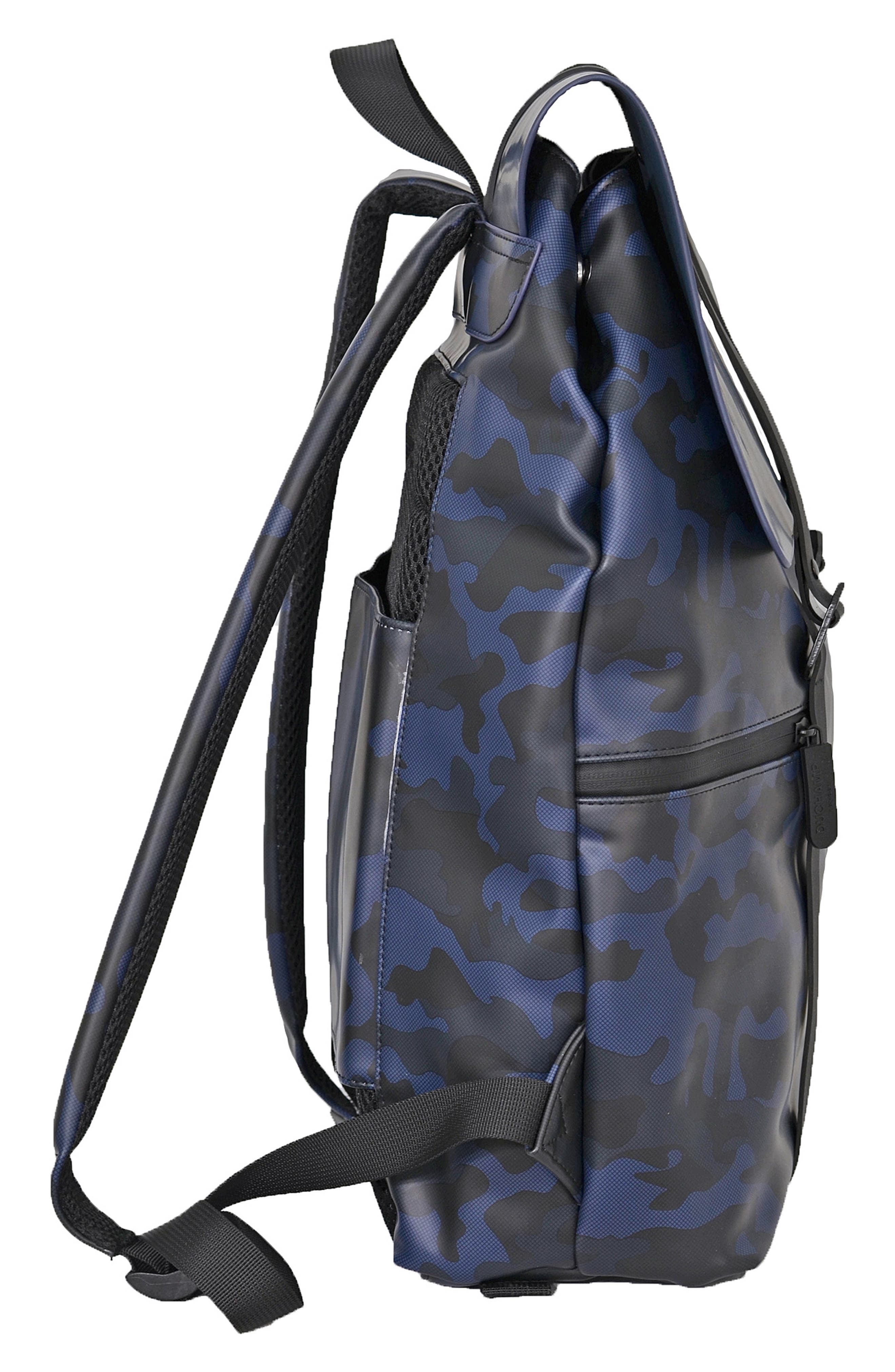 Foldover Rubberized Backpack, Alternate, color, NAVY CAMO