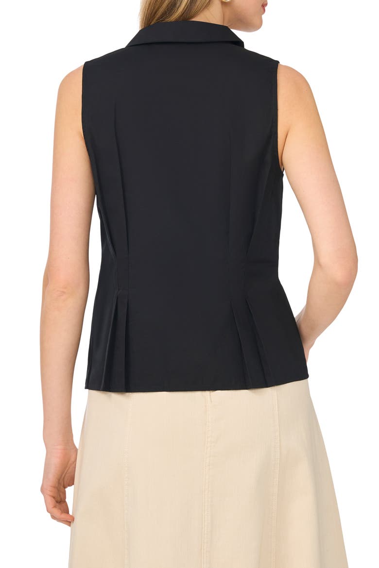 Tie Front Sleeveless Cotton Shirt, Alternate, color, RICH BLACK