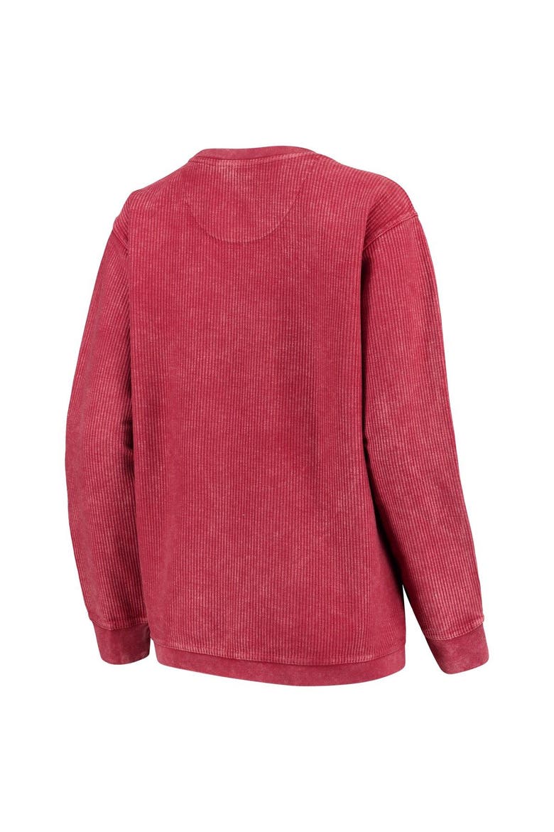 Women's Pressbox Crimson Oklahoma Sooners Comfy Cord Vintage Wash Basic Arch Pullover Sweatshirt, Alternate, color, Crimson