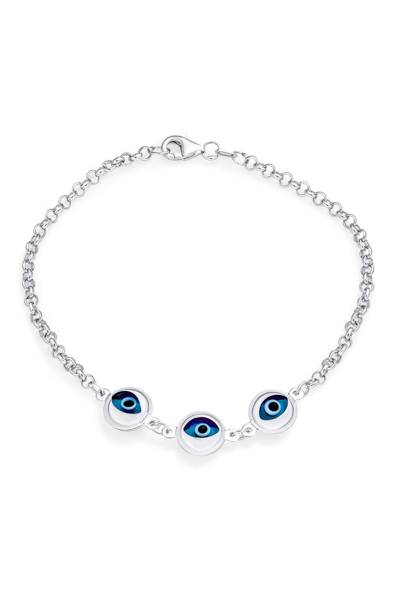 Evil Eye Glass Bead Bracelet, Main, color, BLUE