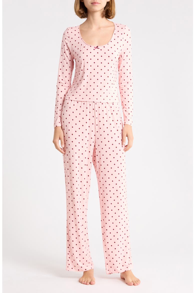 After Hours Long Sleeve Top & Pants Pajamas, Main, color, PINK- RED C MADDISON DOT