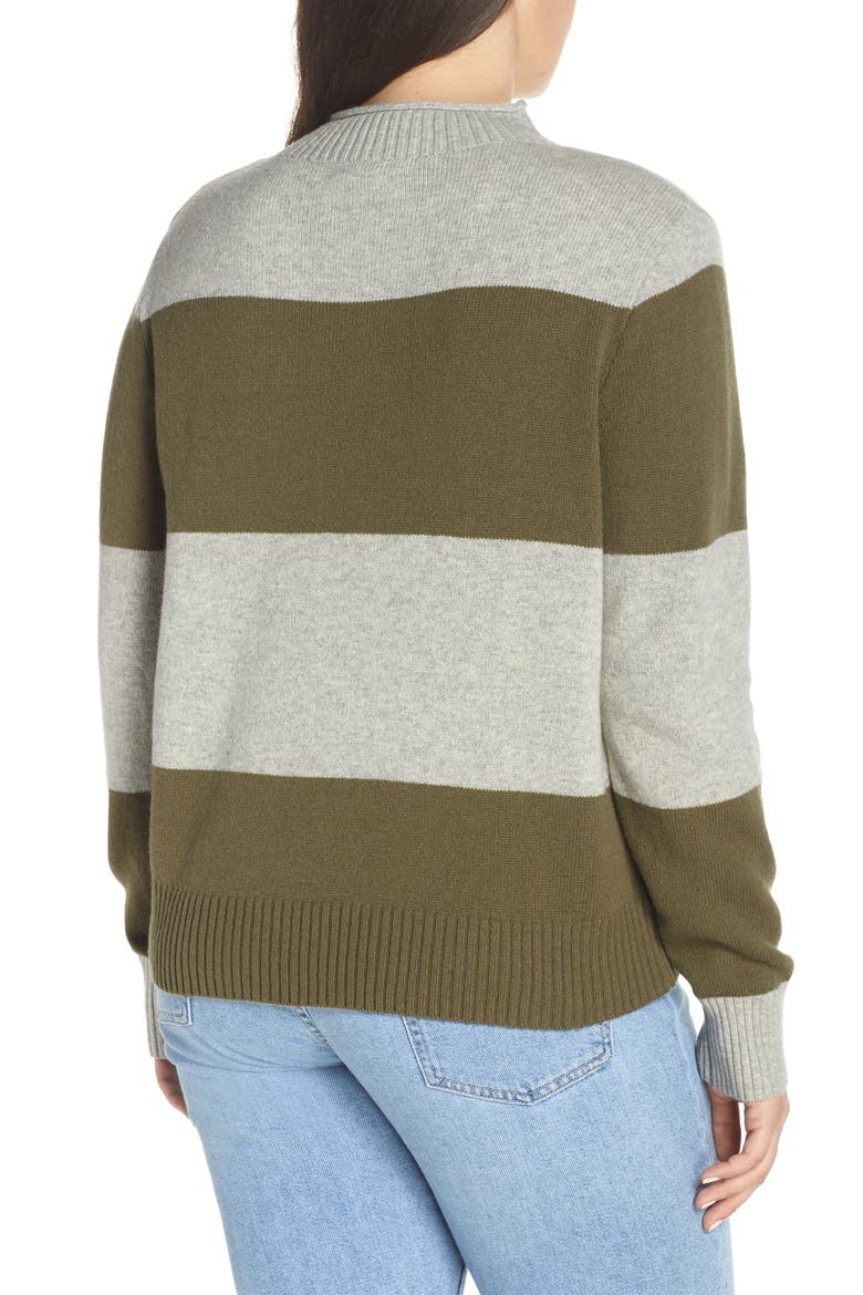 1988 Stripe Roll Neck Sweater, Alternate, color, HEATHER LIGHT IVORY BLACK