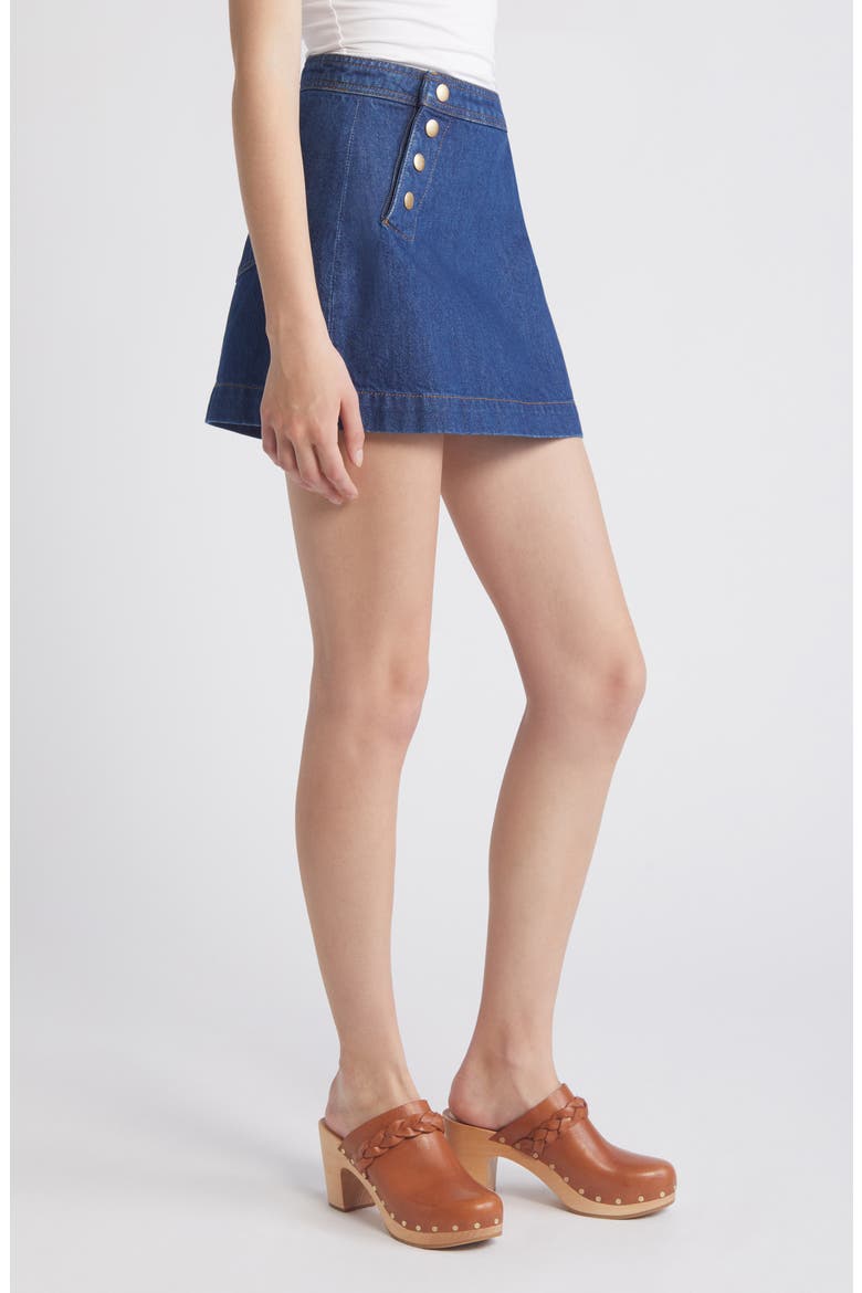Sailor Snap Denim Skirt, Alternate, color, CELESTINE