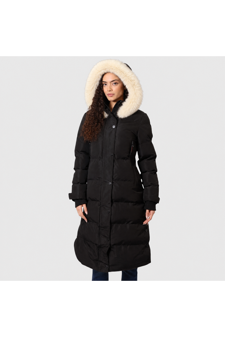 Quilted Maxi Long Jacket, Main, color, Black
