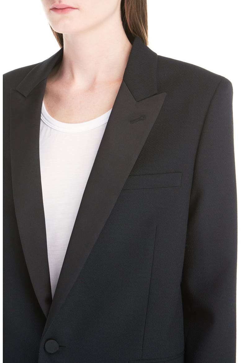 One-Button Tuxedo Jacket, Alternate, color, BLACK