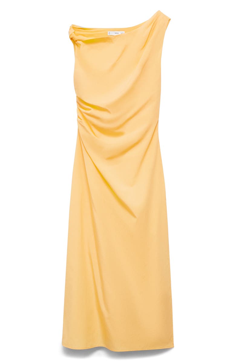 MANGO Asymmetric Neck Draped Midi Dress, Alternate, color, Yellow