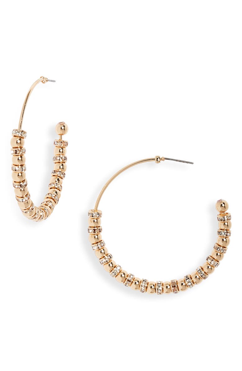 Open Edit Sparkle Beaded Hoop Earrings, Main, color, 