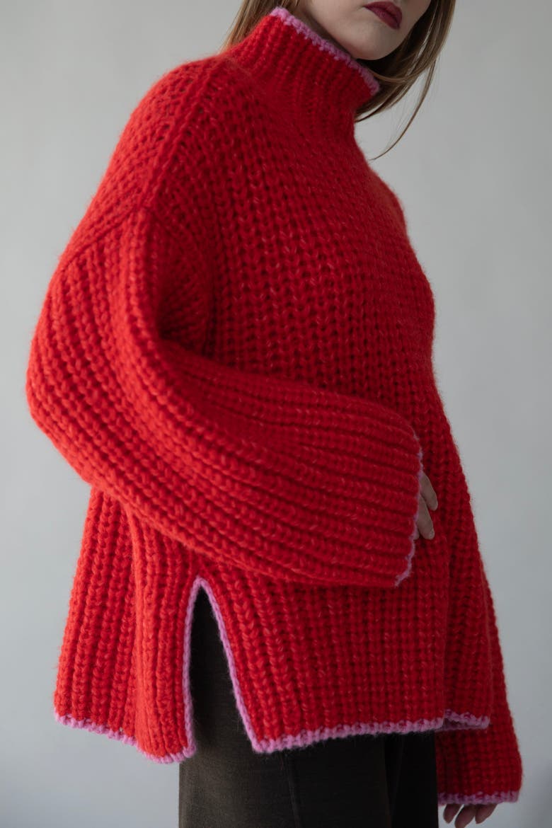 Sylvie Handknit Pullover, Alternate, color, SCARLETT