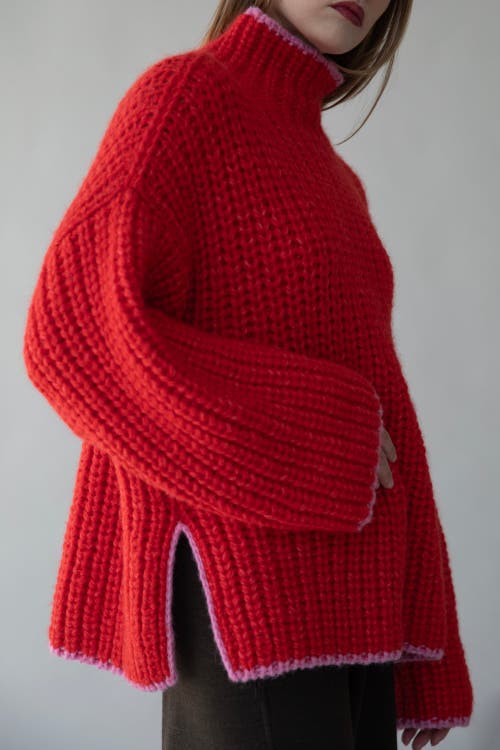 Sskein Sylvie Handknit Pullover In Red
