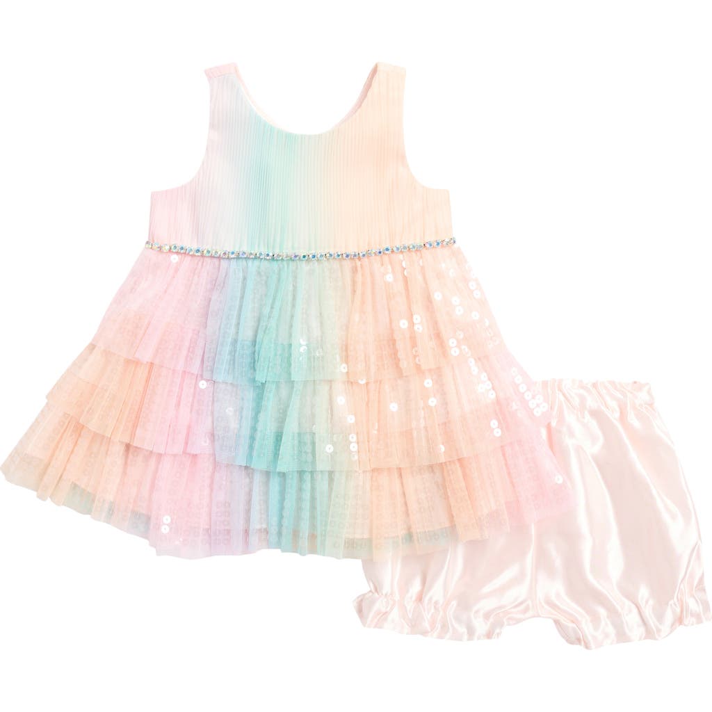 American Princess Sequin Tiered Dress In Sorbet