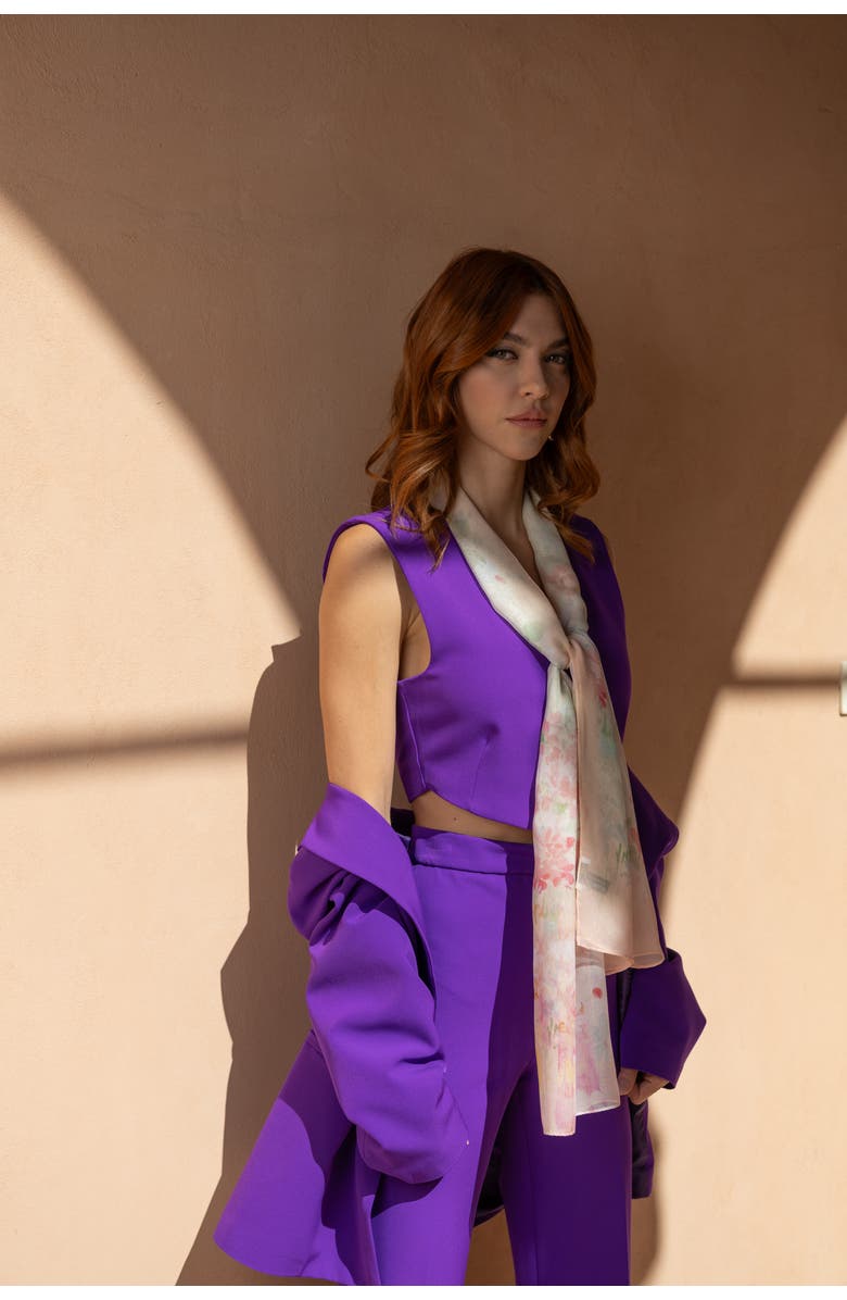 Elizabetta Meadow - Long Sheer Silk Scarf for Women, Alternate, color, Salmon Pink