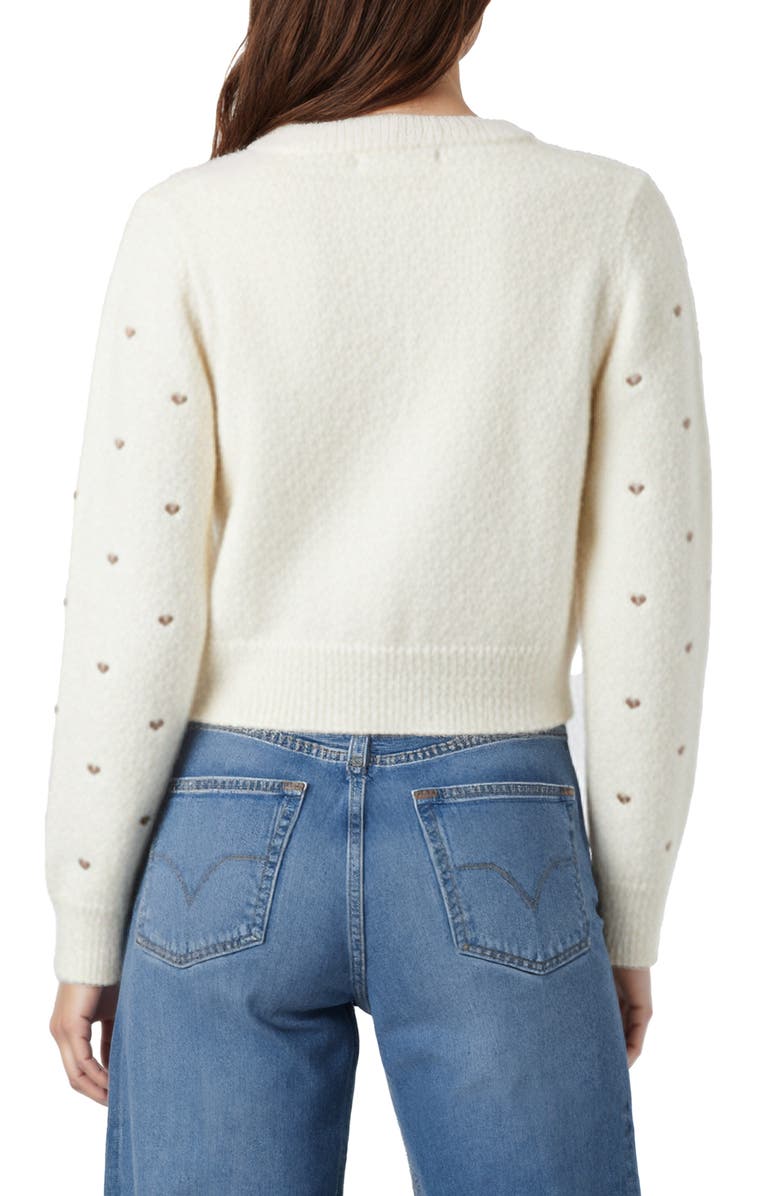 All in Favor Embroidered Metallic Hearts Cardigan, Alternate, color, Cream Champagne