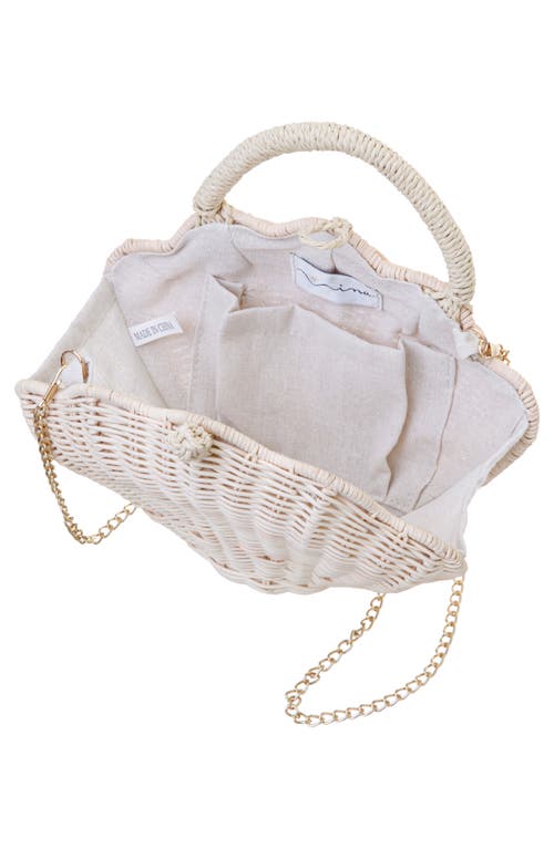 Nina Shelly Rattan Top Handle Bag In Neutral