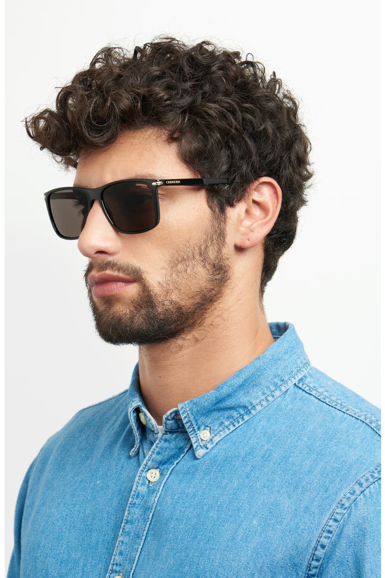 298/S 57mm Rectangle Sunglasses, Alternate, color, BLACK