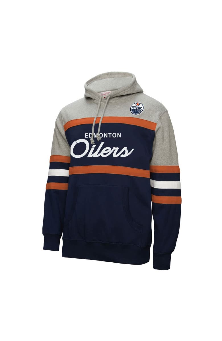 Mitchell & Ness Men's Mitchell & Ness Navy/Gray Edmonton Oilers Head Coach Pullover Hoodie, Alternate, color, Navy