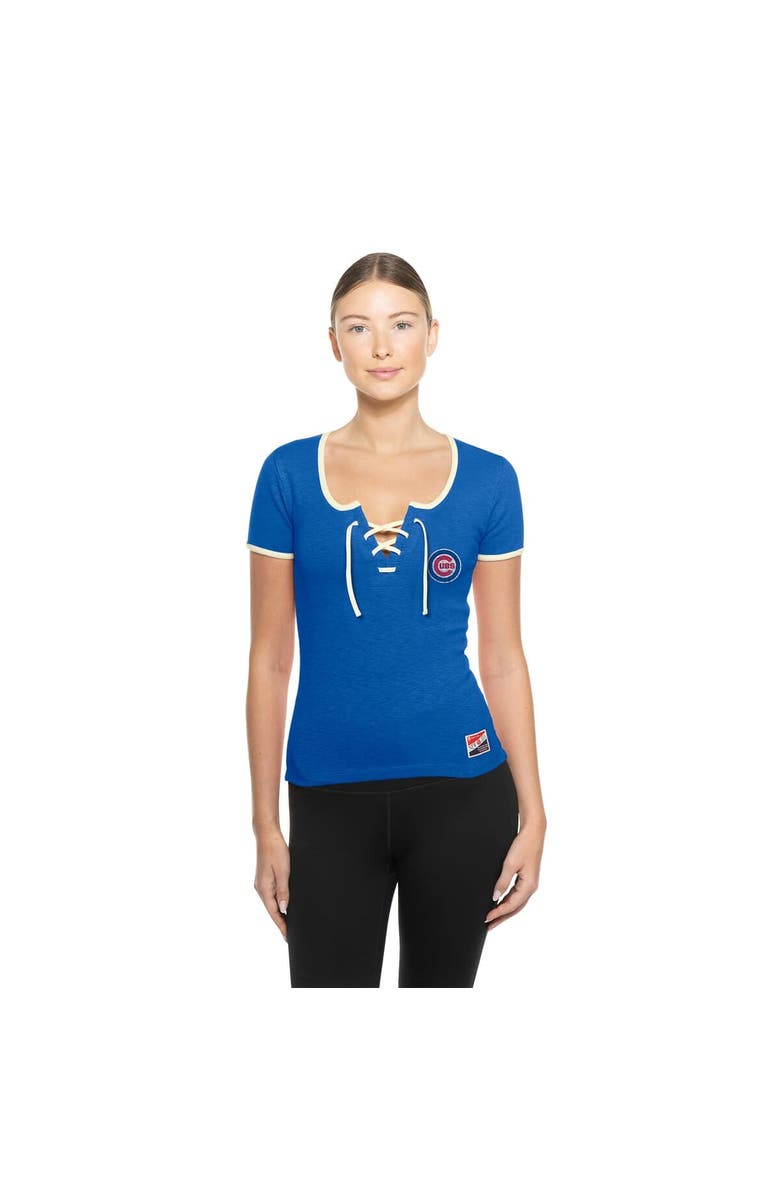New Era Women's New Era Royal Chicago Cubs Throwback Lace Up T-Shirt, Main, color, 