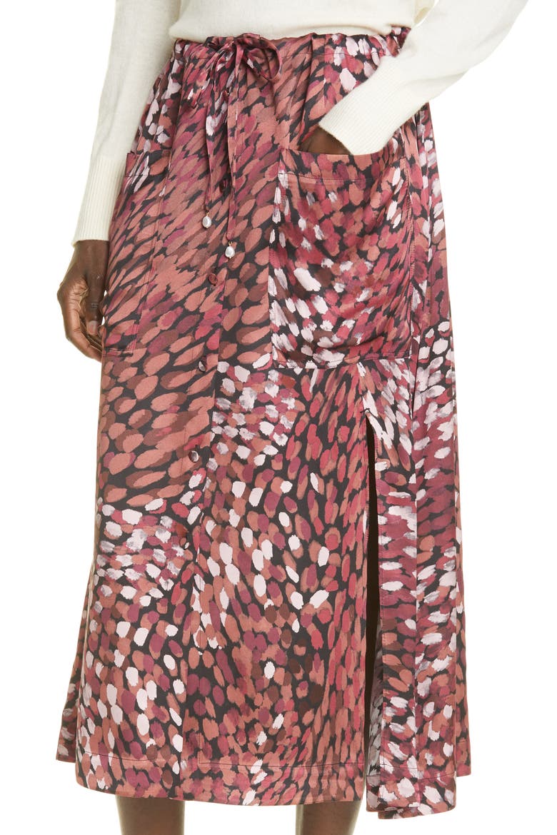 Tandy Dot Print Satin Skirt, Alternate, color, MERLOT MULTI DOT