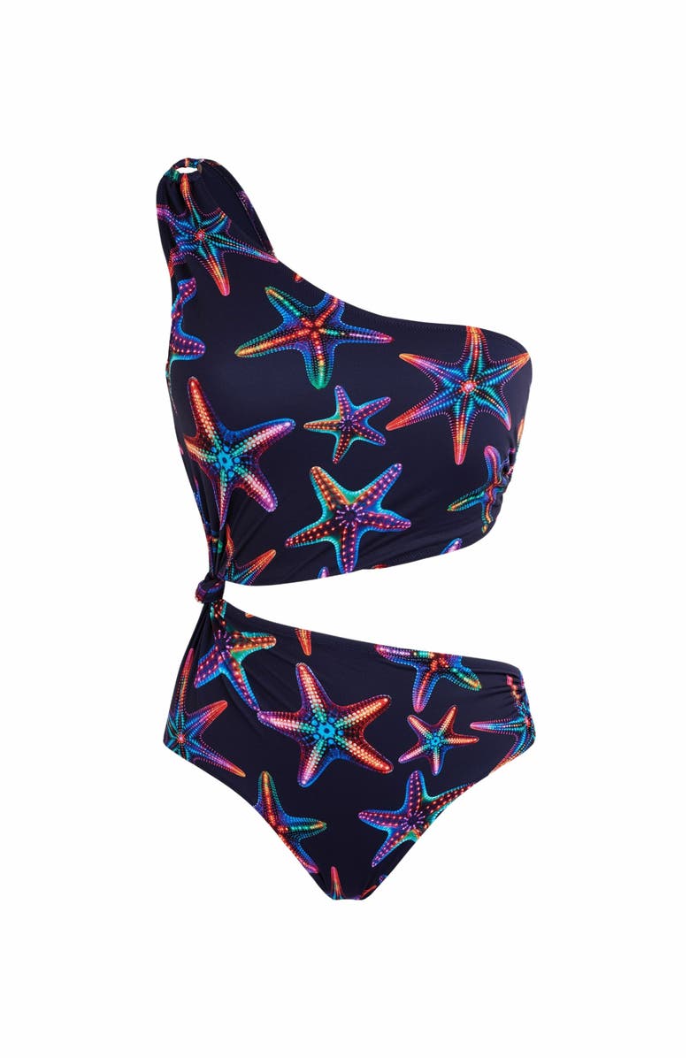 Vilebrequin Women's Disco Stars Assymetric Bikini One-Piece Swimsuit, Alternate, color, Bleu Marine