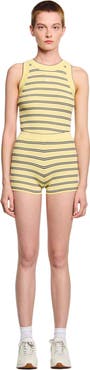 SANDRO Striped knit shorts