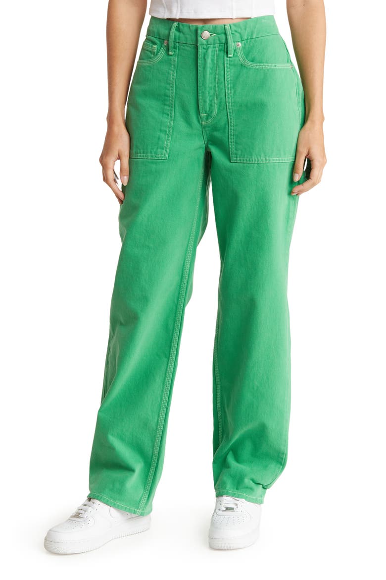 Good '90s High Waist Carpenter Jeans, Main, color, SUMMER GREEN002