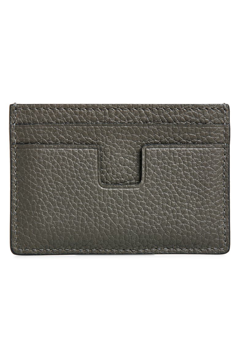 T-Line Soft Grain Leather Card Holder with Money Clip, Alternate, color, SMOKE GREY