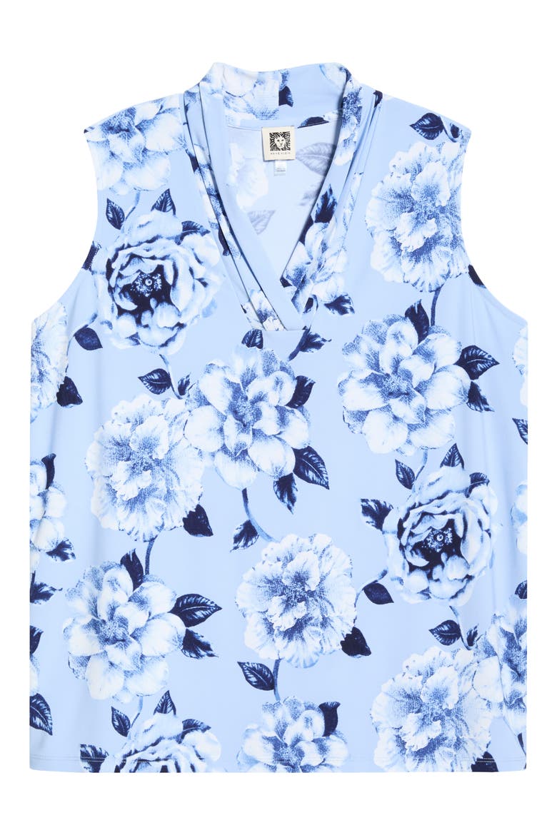 Floral Triple Pleat V-neck Top, Alternate, color, LAKESHORE MULTI