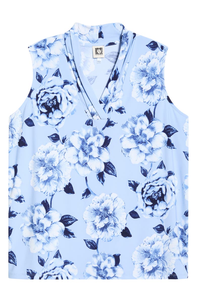 Anne Klein Floral Triple Pleat V-neck Top, Alternate, color, Lakeshore Multi