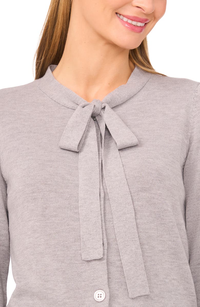CeCe Tie Neck Cardigan, Alternate, color, Light Heather Grey