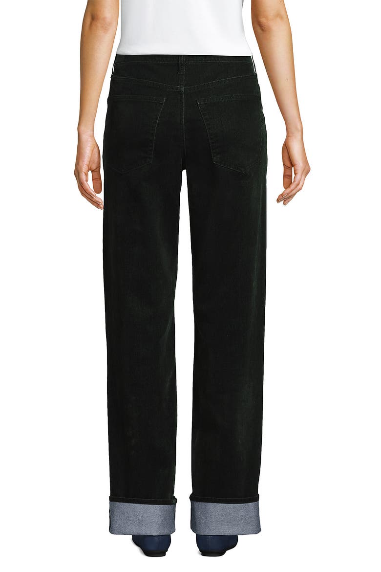 Flocked Denim Mid Rise Relaxed Straight Leg Cuff Jeans, Alternate, color, Balsam Green