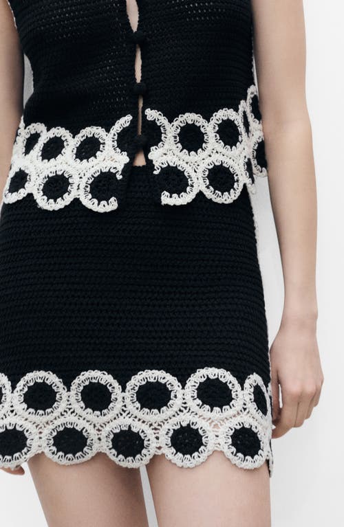Mango Circular Print Crochet Skirt Black