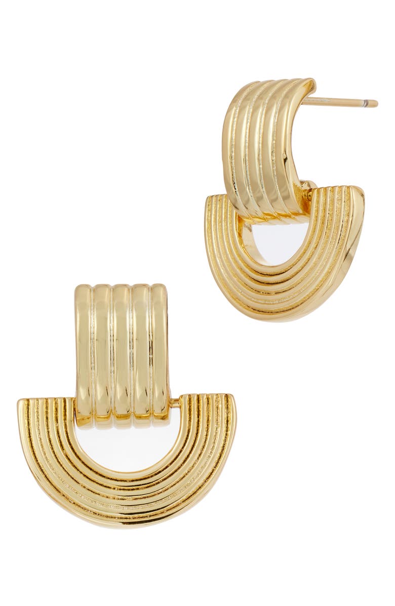 SAVVY CIE JEWELS Textured Drop Earrings, Main, color, Gold