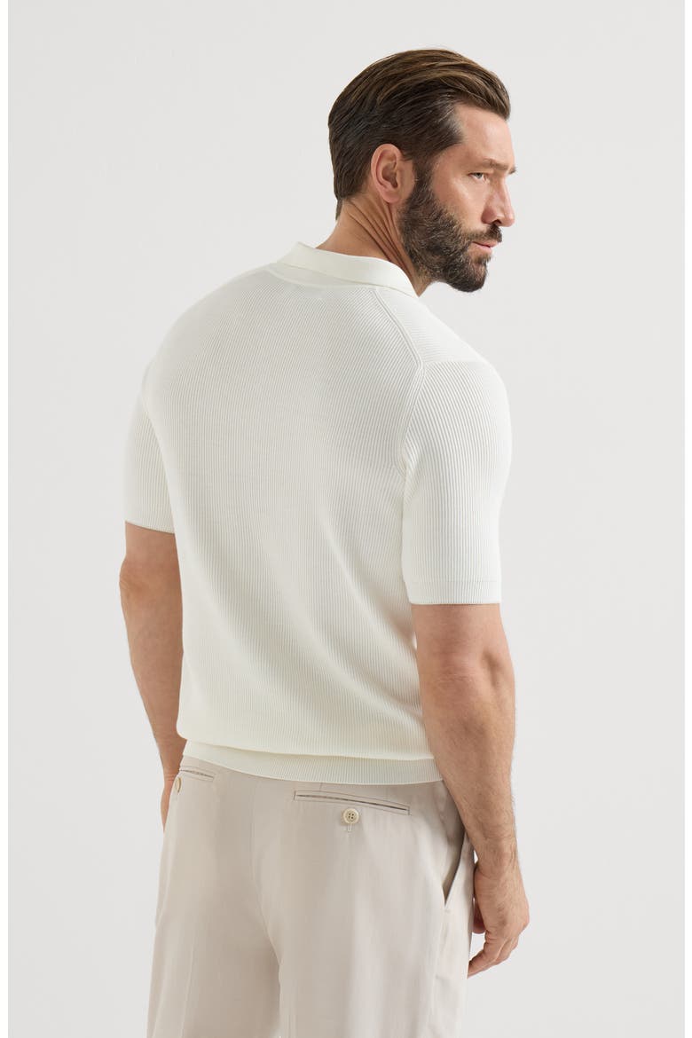 Cotton English rib knit polo, Alternate, color, White