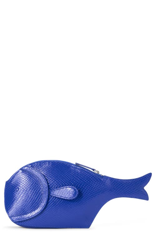 STAUD Pesce Lizard Embossed Leather Clutch in Cobalt at Nordstrom