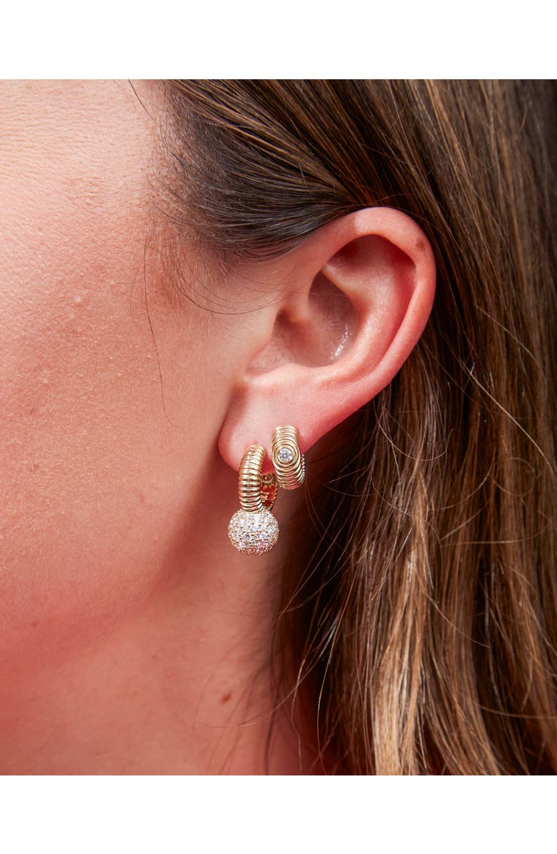 Campbell + Charlotte Revel Ribbed Huggie, Alternate, color, Diamond- Gold