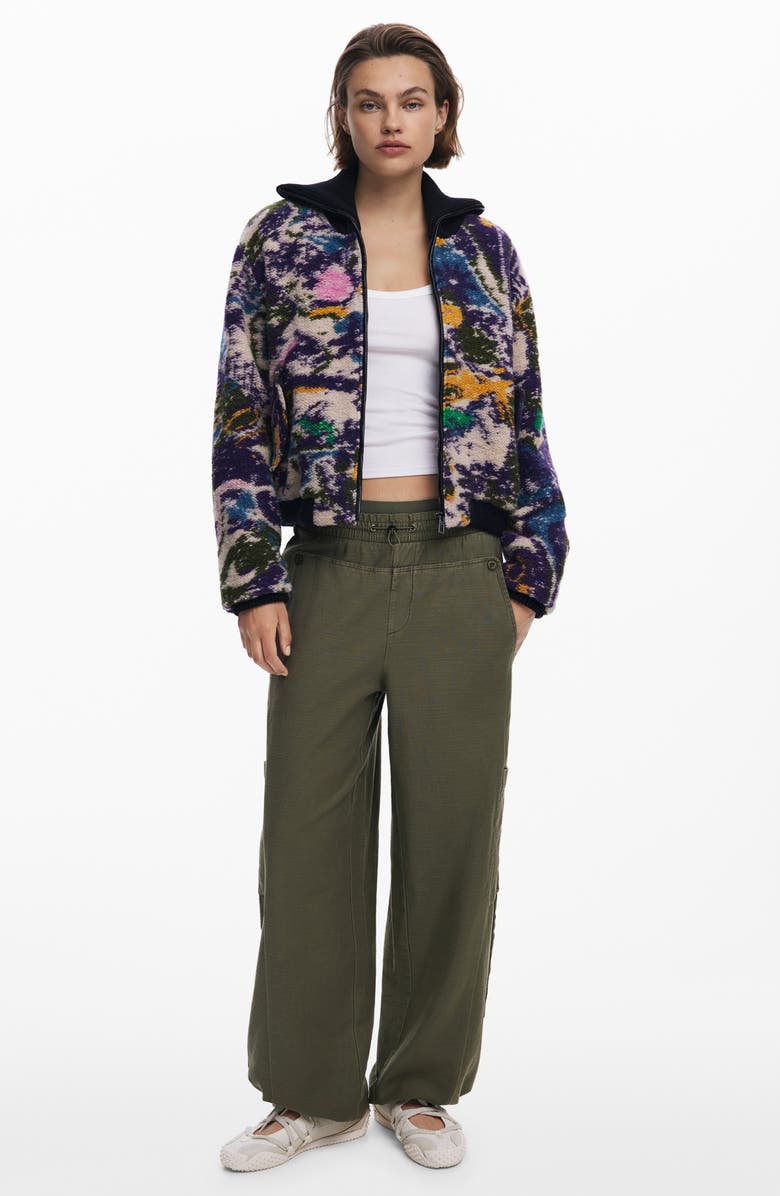 Desigual Wool Blend Woven Jacket, Alternate, color, Black