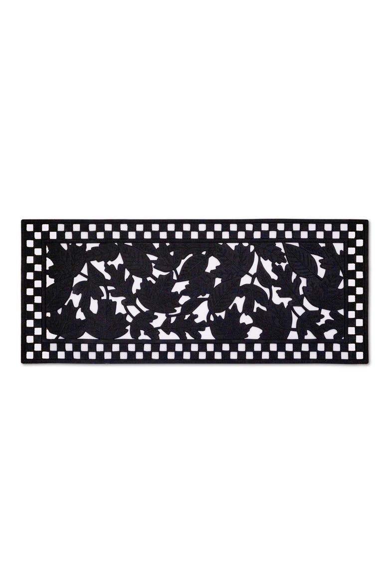 Autumn Leaves Rubber Doormat, Main, color, BLACK