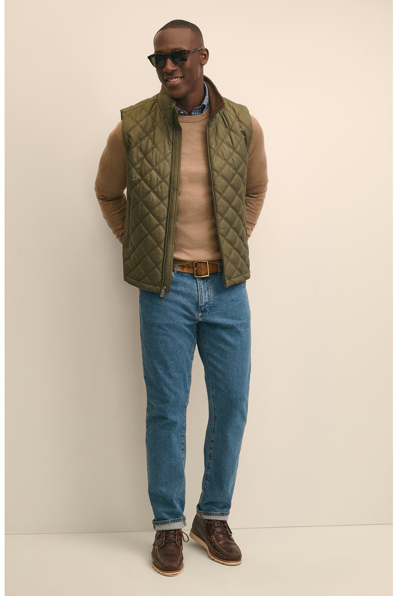 Paddock Water Repellent Diamond Quilted Vest, Alternate, color, BURNT OLIVE